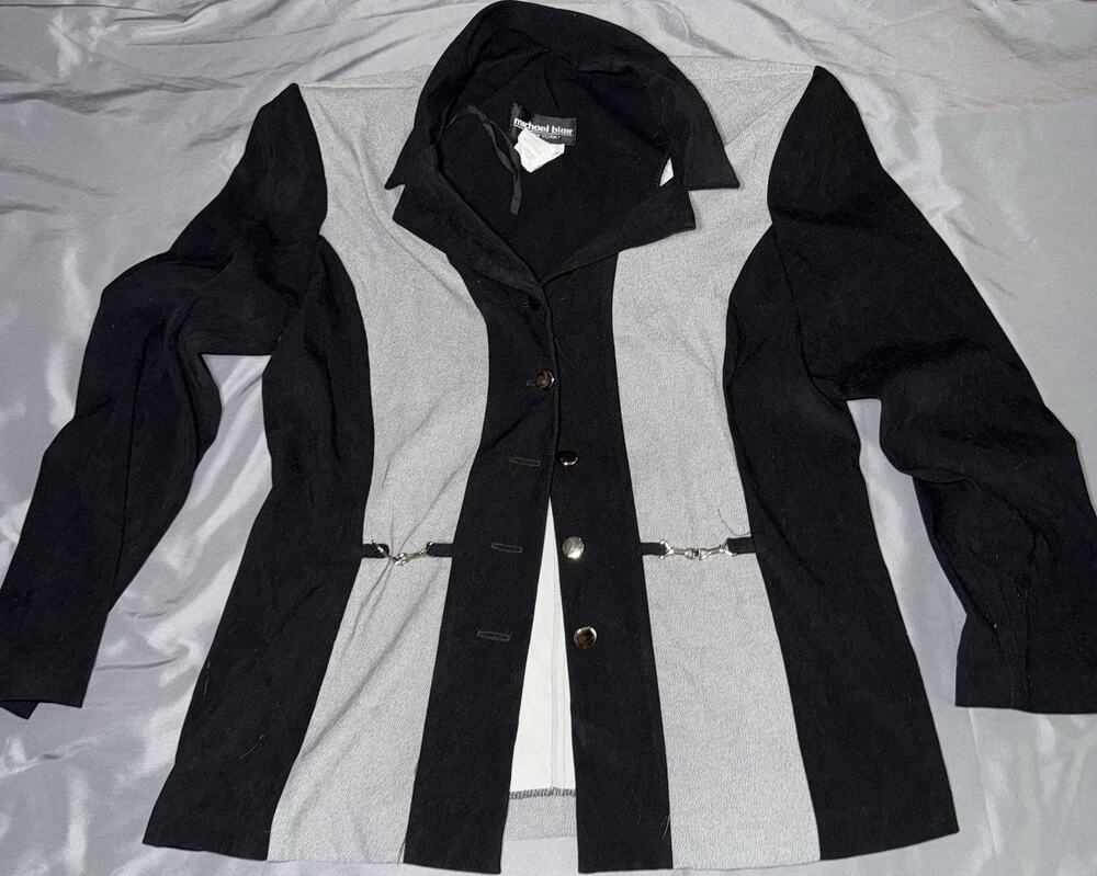 Michael Blair Women’s Black Gray Colorblock Blazer Business Size 12